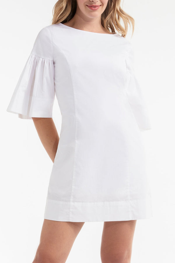 Magdalena Flounce Short Sleeve Mini Dress in White - FINAL SALE