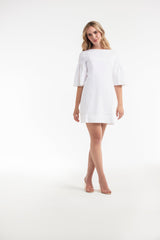 Magdalena Flounce Short Sleeve Mini Dress in White - FINAL SALE