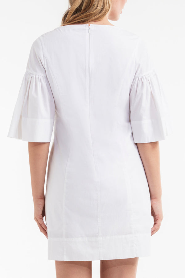 Magdalena Flounce Short Sleeve Mini Dress in White - FINAL SALE