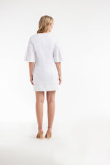 Magdalena Flounce Short Sleeve Mini Dress in White - FINAL SALE