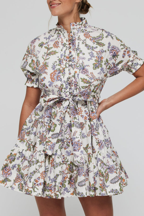 Louisa Belted Tunic Mini Dress in Floral FINAL SALE