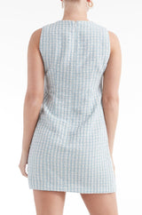 Fortunata Tweed Pocket Shift Mini Dress in Blue - FINAL SALE