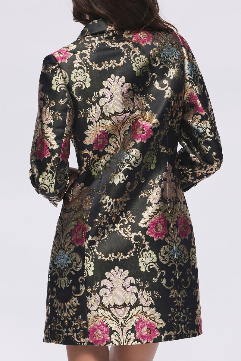 Luciana Tuxedo Jacket Mini Dress in Black Jacquard - FINAL SALE