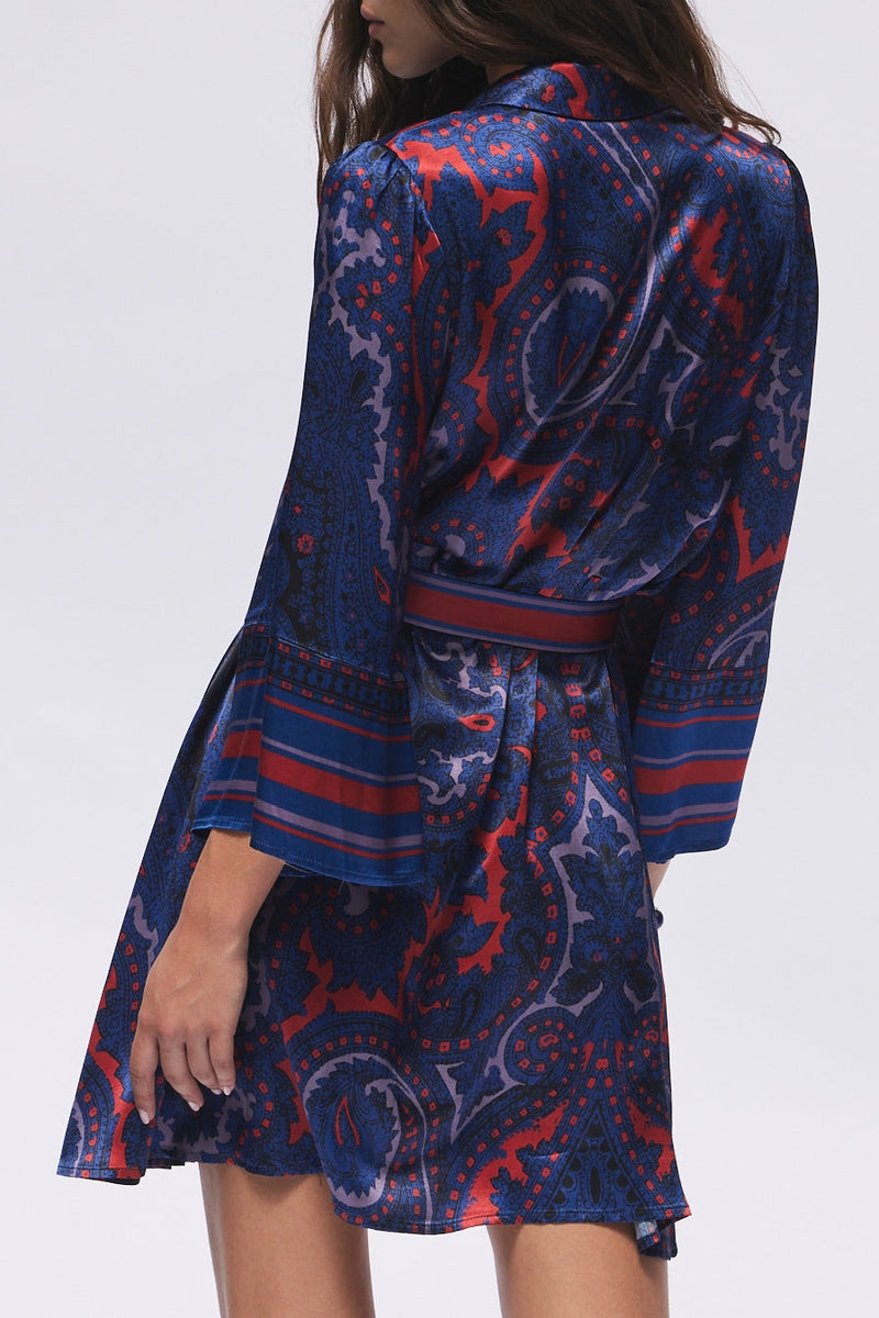 Gabriela Belted Mini Dress in Midnight Navy- FINAL SALE