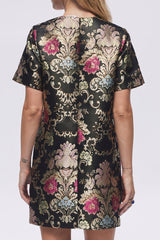 Joyce Shift Mini Dress in Black Jacquard - FINAL SALE