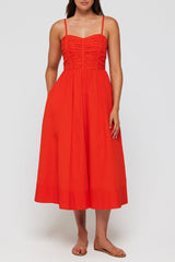 Gabriela Sweet Heart Neckline Midi Dress in Aperol - FINAL SALE