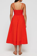 Gabriela Sweet Heart Neckline Midi Dress in Aperol - FINAL SALE