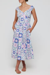 Valentina Sweetheart Midi Dress in Purple Tile FINAL SALE