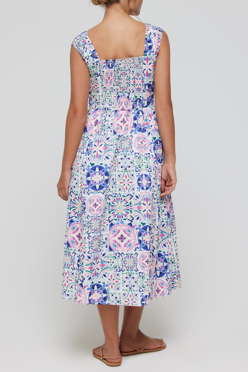 Valentina Sweetheart Midi Dress in Purple Tile FINAL SALE
