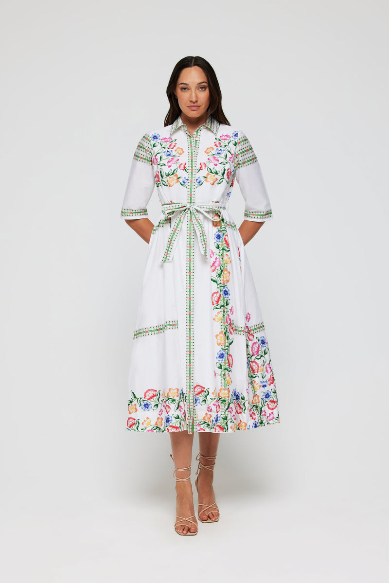 Francesca Collared Belted Maxi Dress