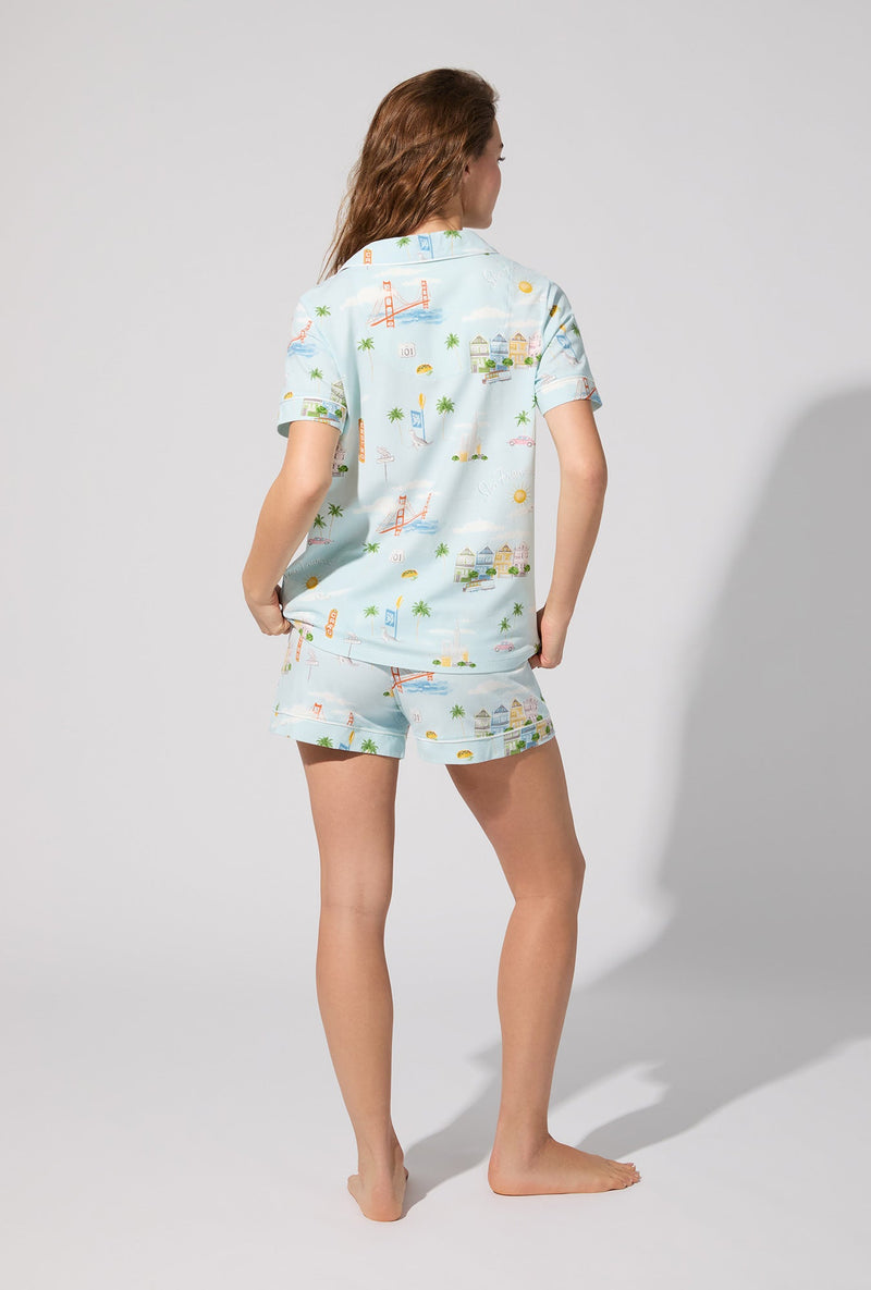 City By The Bay Short Sleeve Classic Shorty Stretch Jersey PJ Set