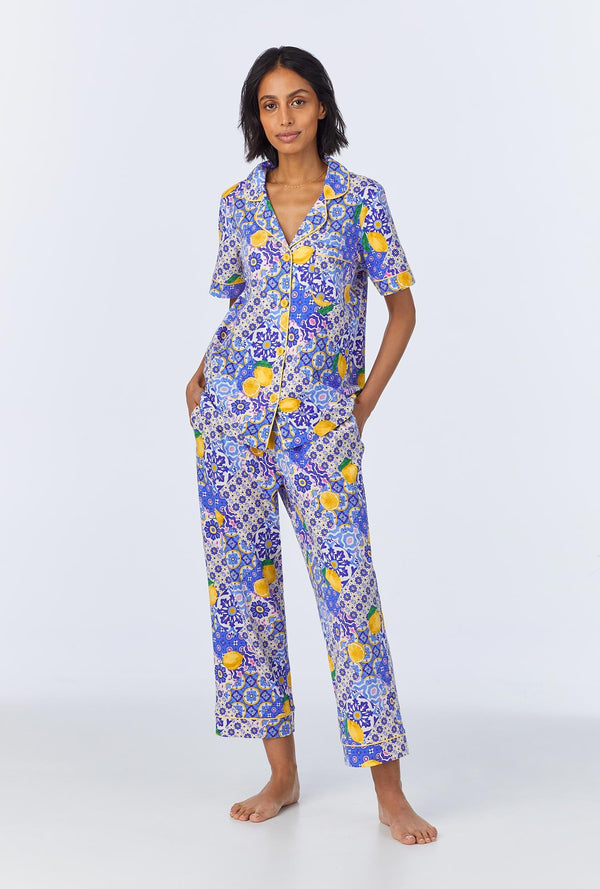 Majolica Short Sleeve Classic Stretch Jersey Cropped PJ Set