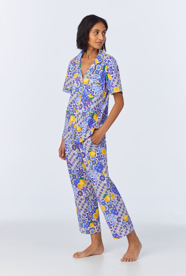 Majolica Short Sleeve Classic Stretch Jersey Cropped PJ Set