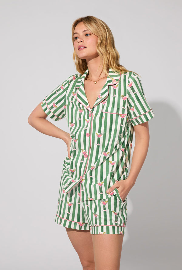 Martini O'Clock Short Sleeve Classic Shorty Stretch Jersey PJ Set