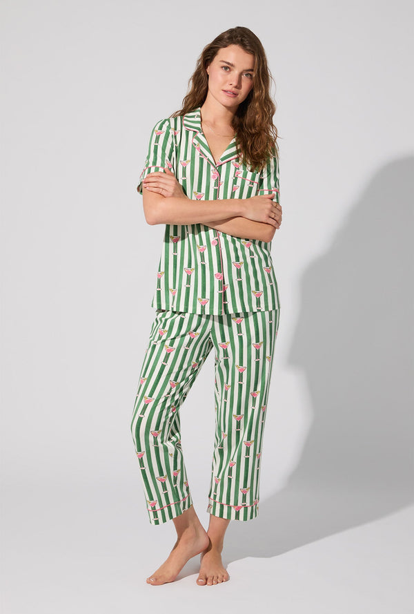 Martini O'Clock Short Sleeve Classic Stretch Jersey Cropped PJ Set