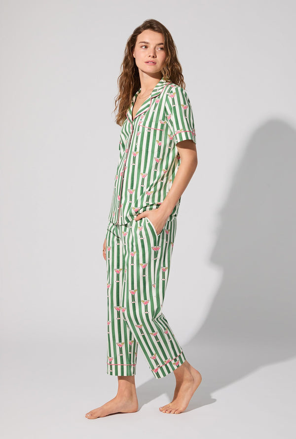 Martini O'Clock Short Sleeve Classic Stretch Jersey Cropped PJ Set