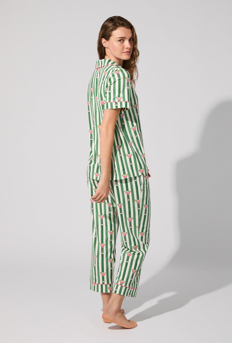 Martini O'Clock Short Sleeve Classic Stretch Jersey Cropped PJ Set