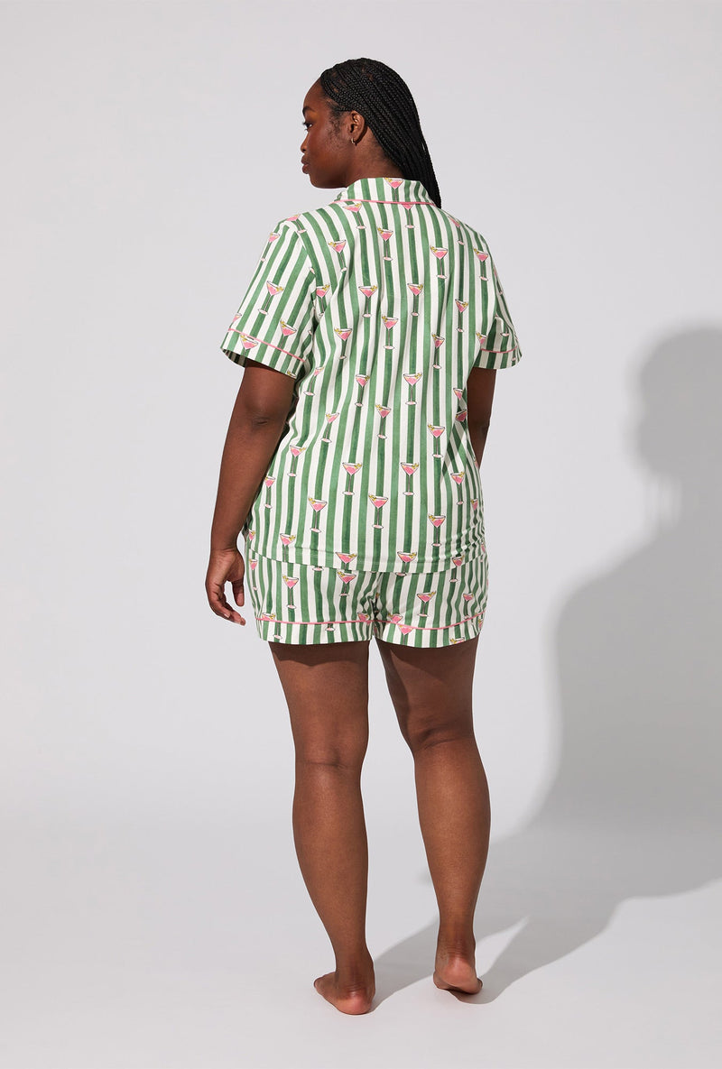 Martini O'Clock Short Sleeve Classic Shorty Stretch Jersey PJ Set