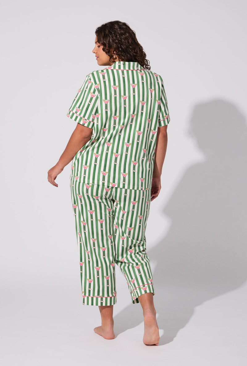 Martini O'Clock Short Sleeve Classic Stretch Jersey Cropped PJ Set