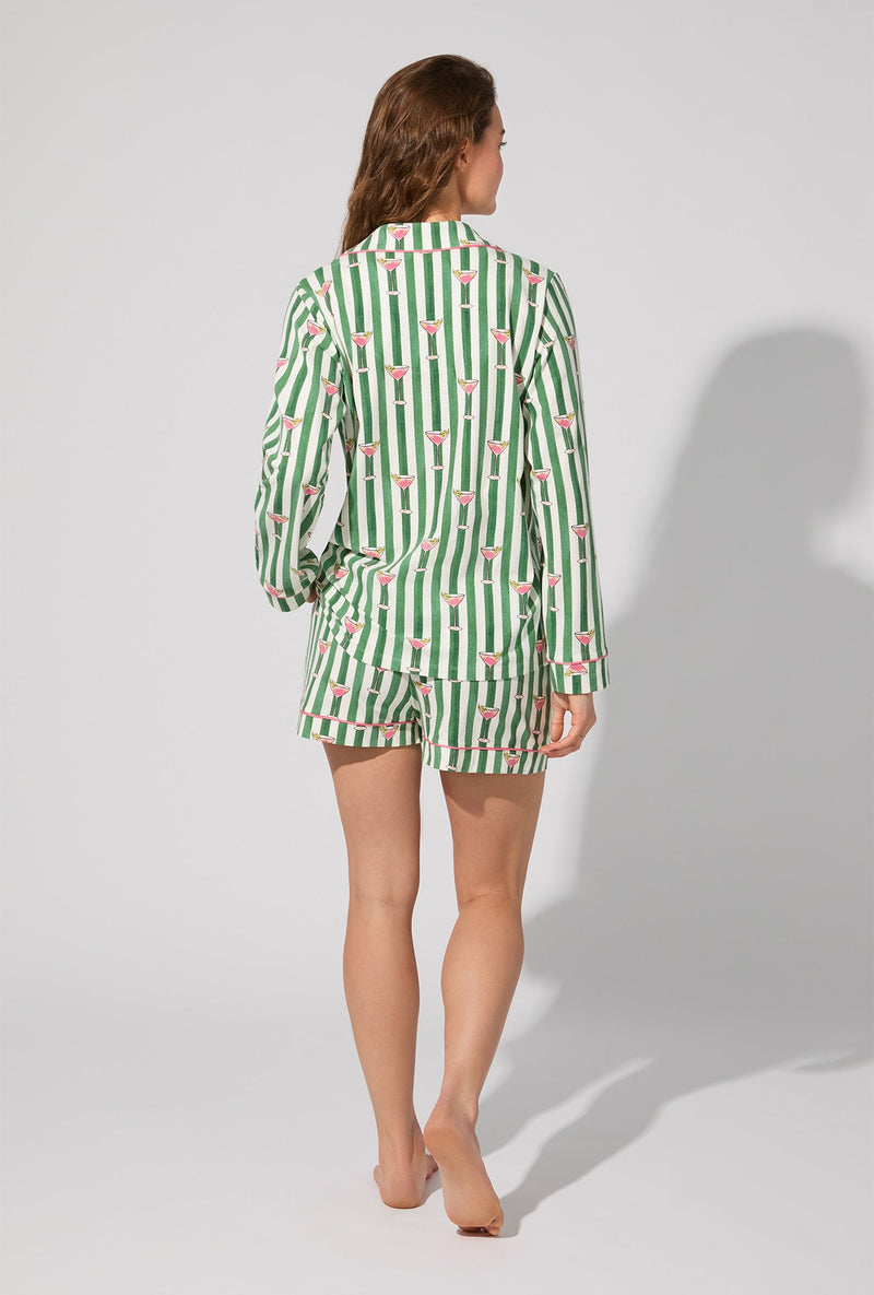 Martini O'Clock Long Sleeve Classic Stretch Jersey Short PJ Set