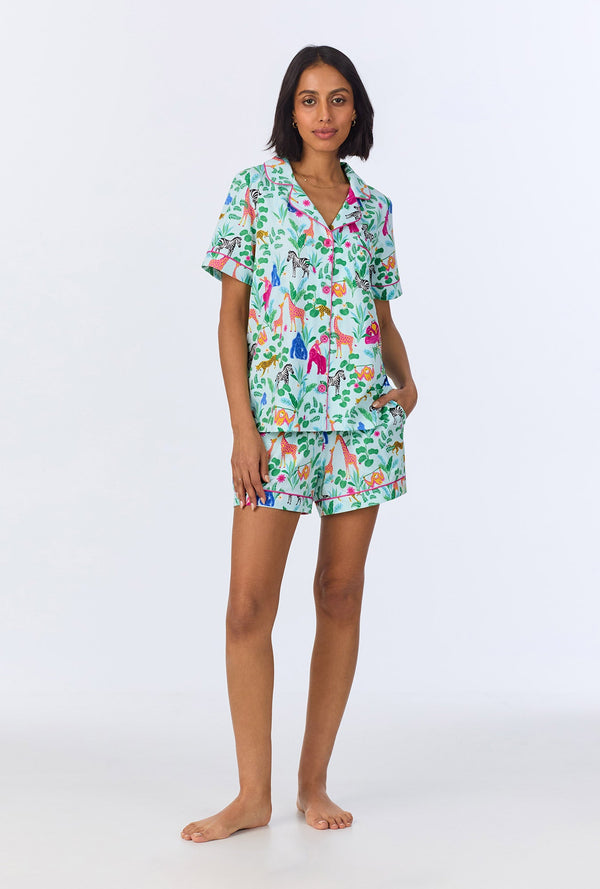 Bedhead x Bronwyn Newport Jungle Boogie Short Sleeve Classic Shorty Stretch Jersey PJ Set