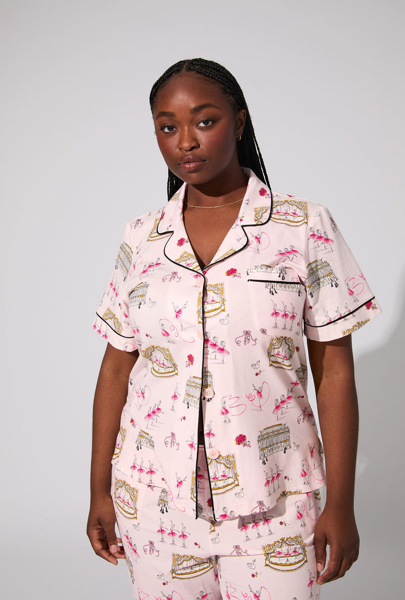 Swan Lake Short Sleeve Classic Stretch Jersey Cropped PJ Set