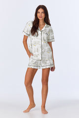 City That Never Sleeps Short Sleeve Classic Shorty Stretch Jersey PJ Set