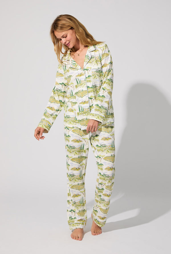 Wine Country Long Sleeve Classic Stretch Jersey PJ Set