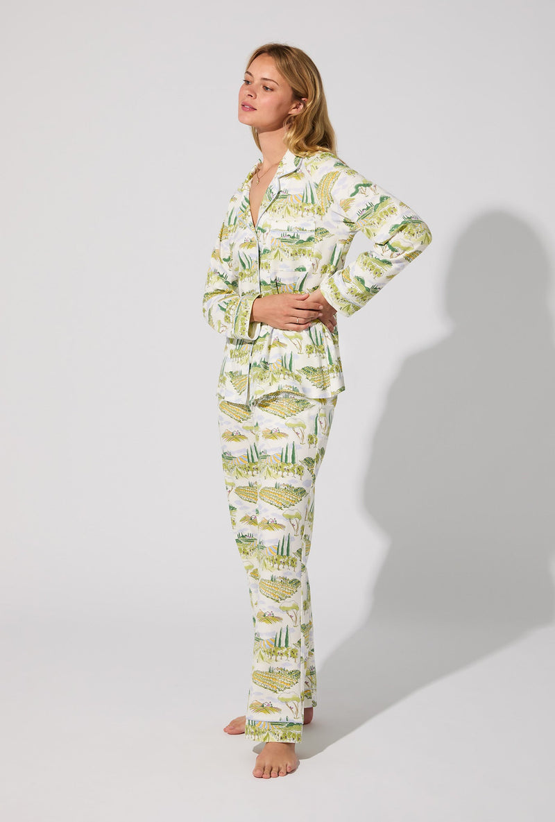Wine Country Long Sleeve Classic Stretch Jersey PJ Set