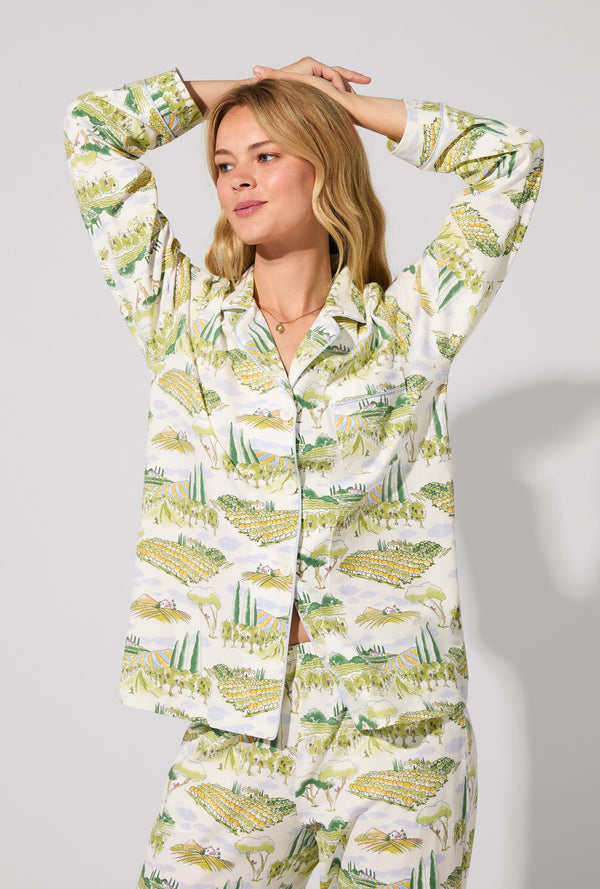 Wine Country Long Sleeve Classic Stretch Jersey PJ Set