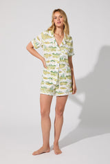 Wine Country Short Sleeve Classic Shorty Stretch Jersey PJ Set