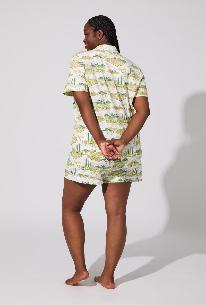Wine Country Short Sleeve Classic Shorty Stretch Jersey PJ Set