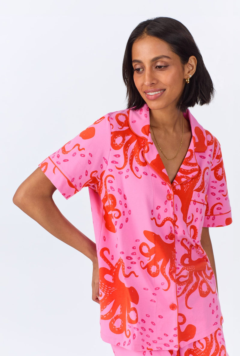 Sea Dreamers Short Sleeve Classic Shorty Stretch Jersey PJ Set