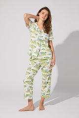 Wine Country Short Sleeve Classic Stretch Jersey Cropped PJ Set
