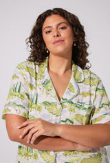 Wine Country Short Sleeve Classic Stretch Jersey Cropped PJ Set