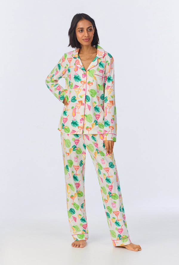 Vacation Libations Long Sleeve Classic Stretch Jersey PJ Set