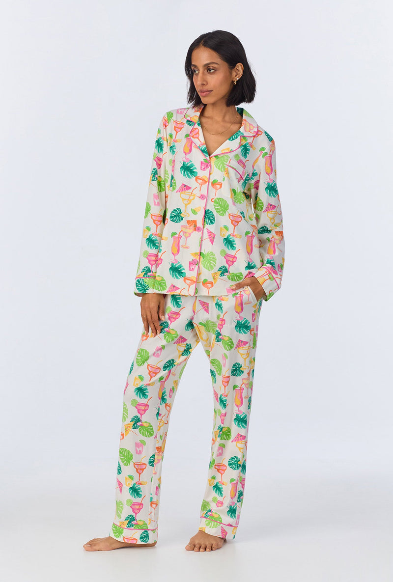 Vacation Libations Long Sleeve Classic Stretch Jersey PJ Set