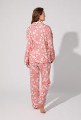 Pink Magnolias Long Sleeve Classic Stretch Jersey PJ Set