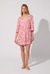 Pink Magnolias Stretch Jersey Sleep Dress