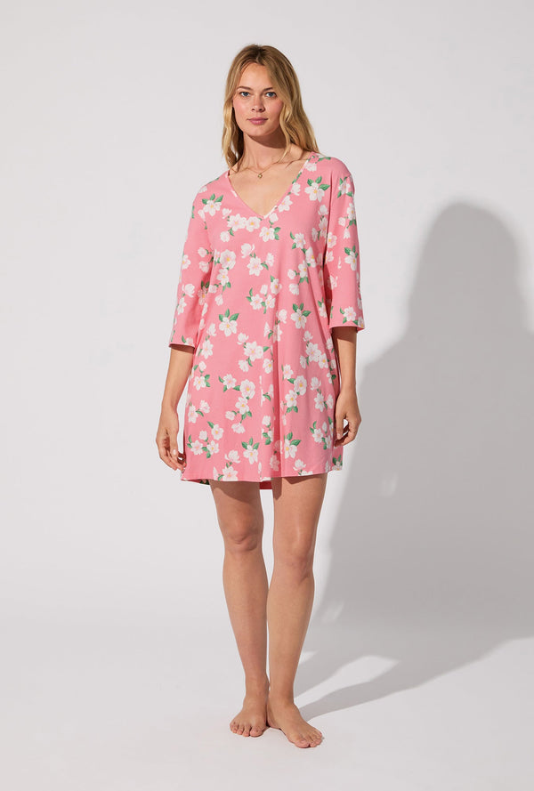 Pink Magnolias Stretch Jersey Sleep Dress
