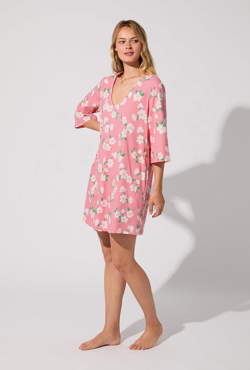 Pink Magnolias Stretch Jersey Sleep Dress