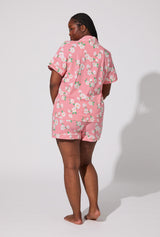 Pink Magnolias Short Sleeve Classic Shorty Stretch Jersey PJ Set