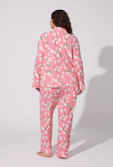 Pink Magnolias Long Sleeve Classic Stretch Jersey PJ Set