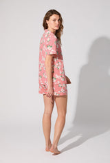 Pink Magnolias Short Sleeve Classic Shorty Stretch Jersey PJ Set