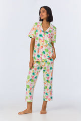 Vacation Libations Short Sleeve Classic Stretch Jersey Cropped PJ Set
