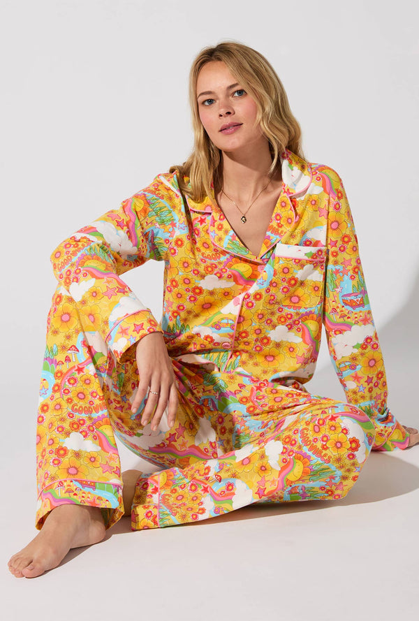 Good Vibes Long Sleeve Classic Stretch Jersey PJ Set