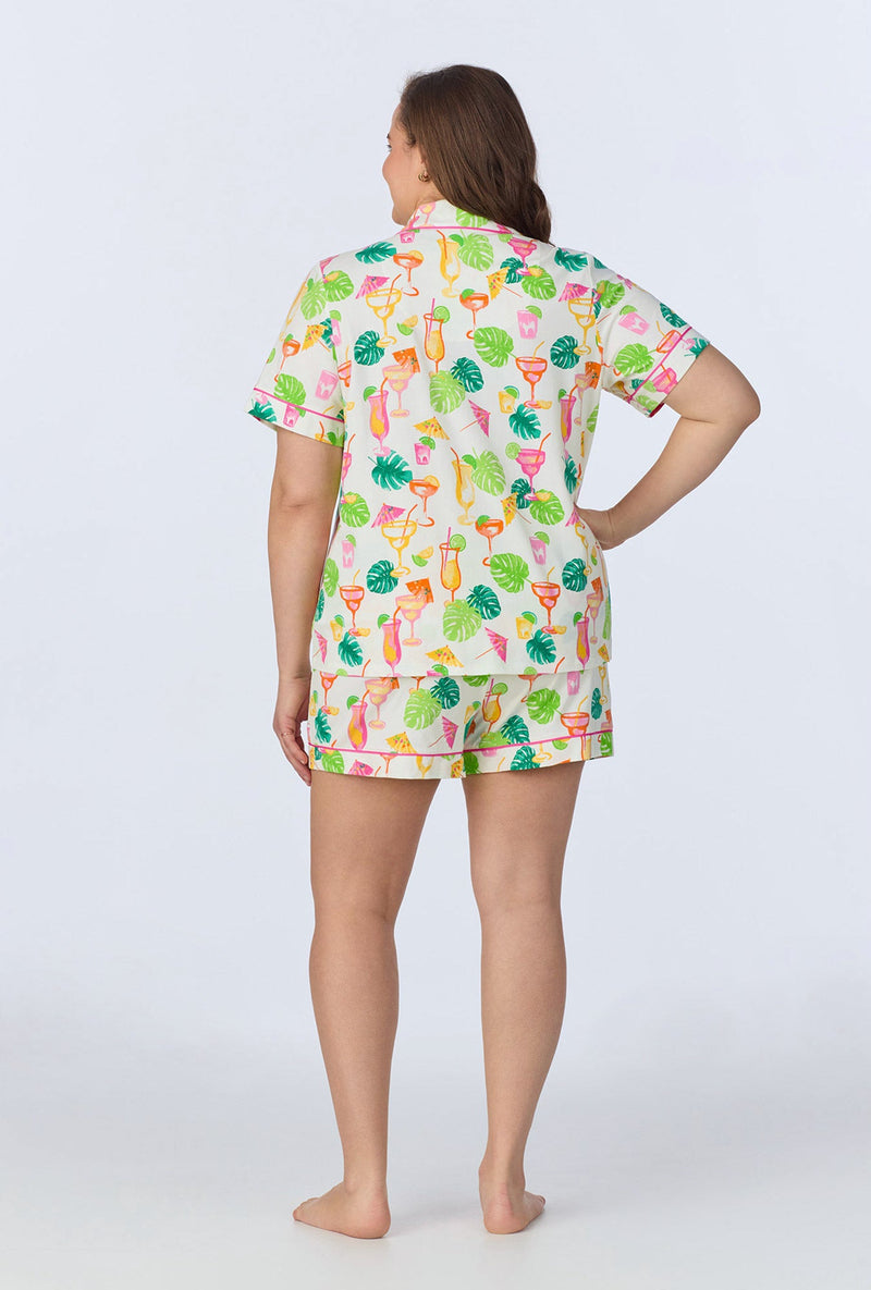 Vacation Libations Short Sleeve Classic Shorty Stretch Jersey PJ Set