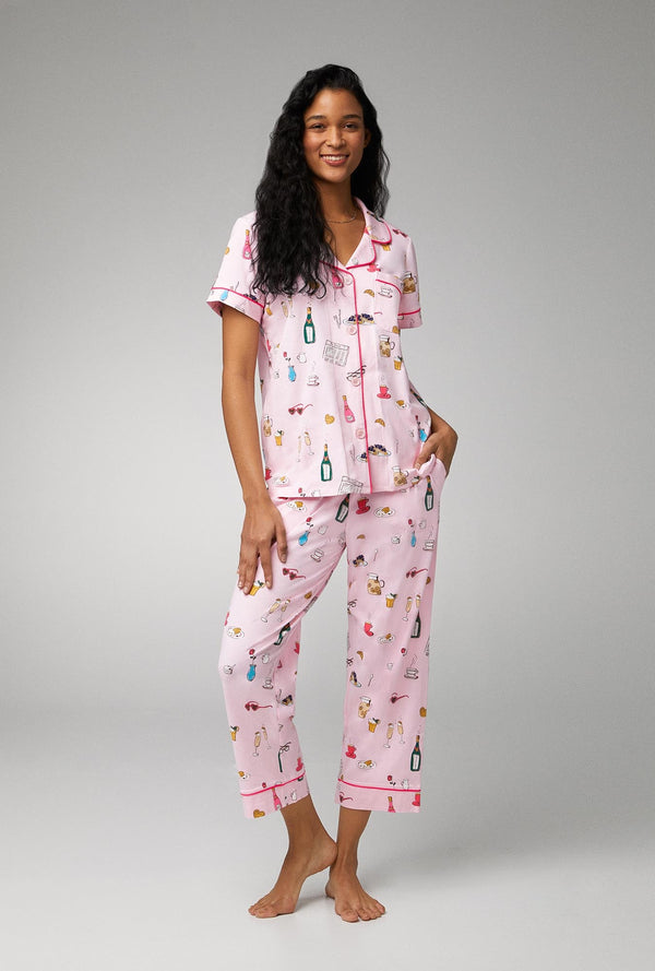 Let's Do Brunch Short Sleeve Classic Stretch Jersey Cropped PJ Set