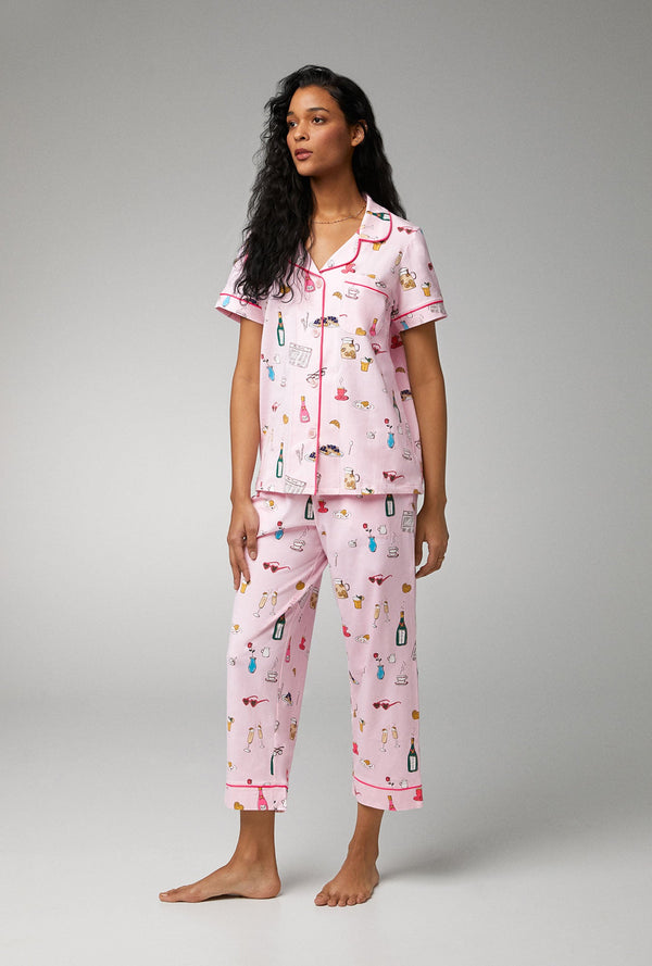 Let's Do Brunch Short Sleeve Classic Stretch Jersey Cropped PJ Set
