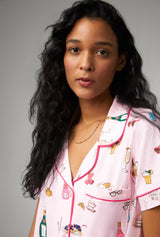 Let's Do Brunch Short Sleeve Classic Stretch Jersey Cropped PJ Set
